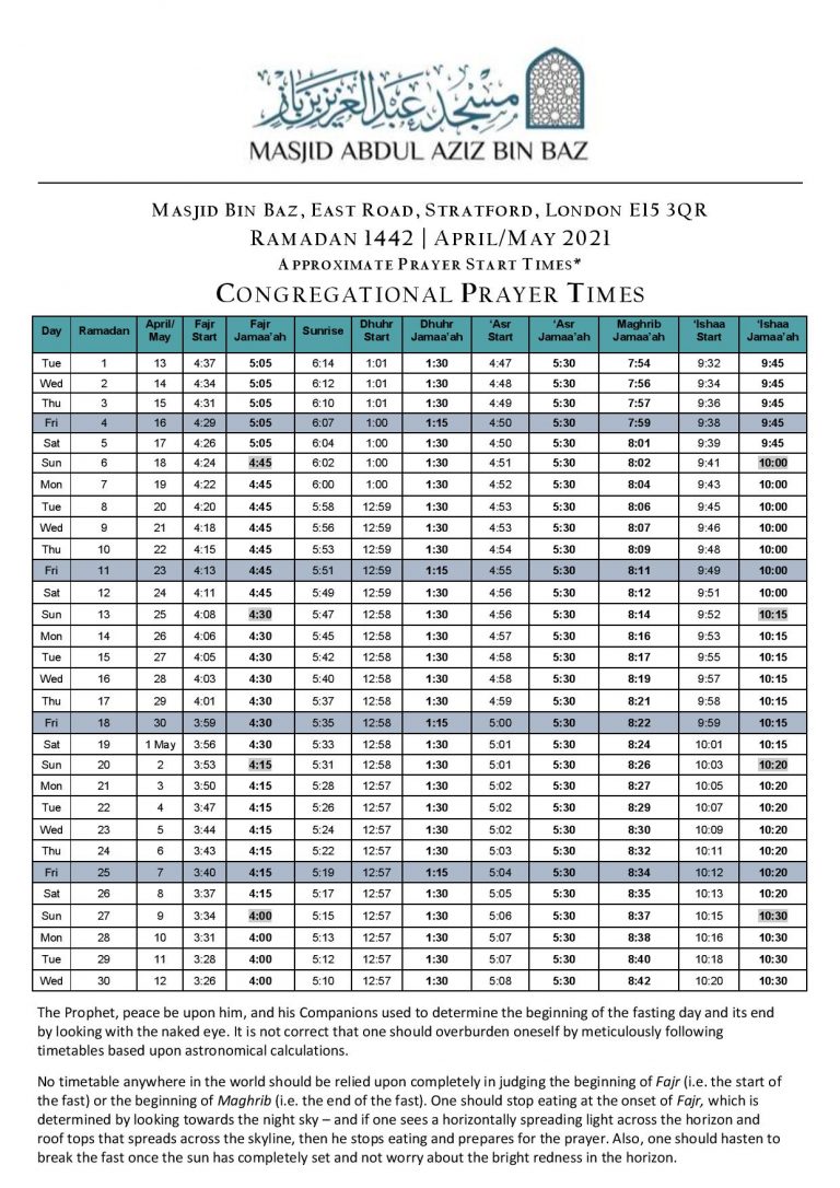 madani masjid leicester timetable namaz